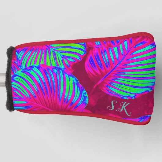Rainbow Tropical Leaves Putter Hoesje Golfheadcover (Voorkant)