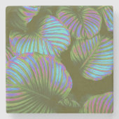 Rainbow Tropical Leaves Stenen Onderzetter (Voorkant)