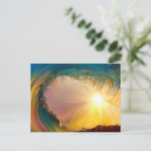 Rainbow tropical wave ride at sunset schilderij feestdagenkaart (Staand voorkant)