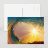 Rainbow tropical wave ride at sunset schilderij feestdagenkaart (Voorkant / Achterkant)