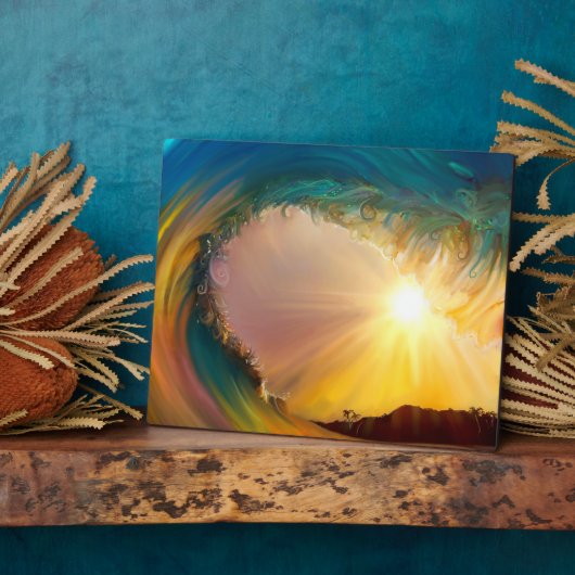 Rainbow tropical wave ride at sunset schilderij fotoplaat (Zijkant)