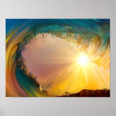 Rainbow tropical wave ride at sunset schilderij poster (Voorkant)