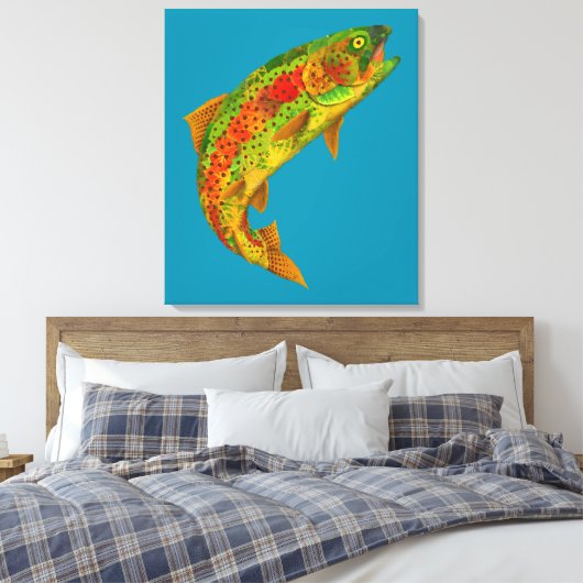 Rainbow Trout 5 van Aspen Leaf Canvas Afdruk (Insitu (Slaapkamer))