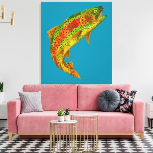 Rainbow Trout 5 van Aspen Leaf Canvas Afdruk (Insitu (Woonkamer))