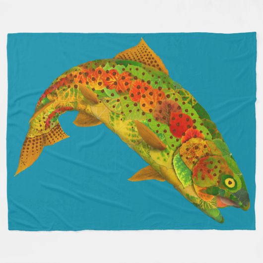 Rainbow Trout 5 van Aspen Leaf Fleece Deken (Voorkant (Horizontaal))
