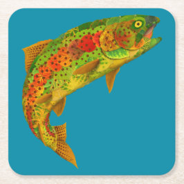 Rainbow Trout 5 van Aspen Leaf Kartonnen Onderzetters