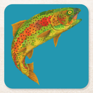 Rainbow Trout 5 van Aspen Leaf Kartonnen Onderzetters