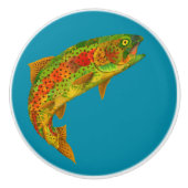 Rainbow Trout 5 van Aspen Leaf Keramische Knop (Voorkant)