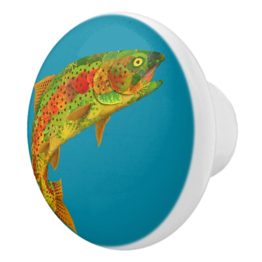 Rainbow Trout 5 van Aspen Leaf Keramische Knop (Rechts)