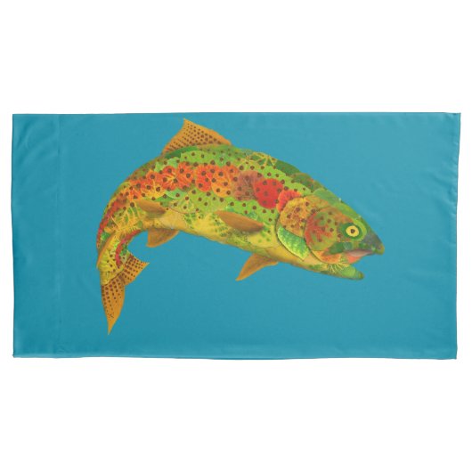 Rainbow Trout 5 van Aspen Leaf Kussensloop (Voorkant-Links)