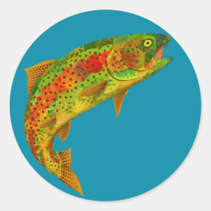 Rainbow Trout 5 van Aspen Leaf Ronde Sticker