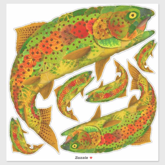 Rainbow Trout 5 van Aspen Leaf Sticker (Vel)