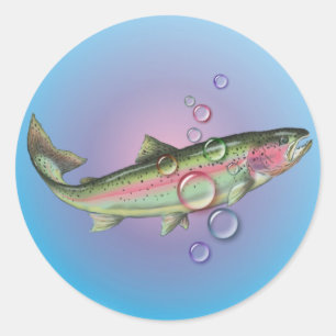 RAINBOW TROUT BUBBLE VAN SHARON SHARPE RONDE STICKER