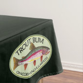 Rainbow Trout Bum Fly Fishing Green Cotton Tafelkleed (Voorbeeld)