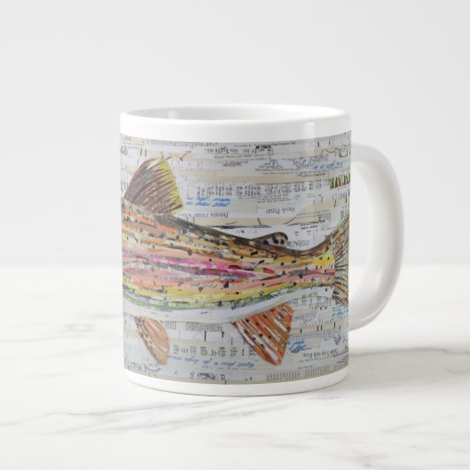 Rainbow Trout Collage Coffee Mok, C.E. Wit Grote Koffiekop (Voorkant rechts)