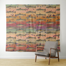 Rainbow Trout Fish Pattern for Fly Fishermen Wandkleed