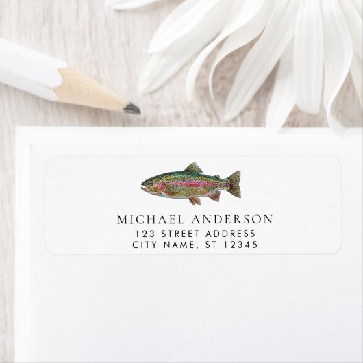 Rainbow Trout - Fly Fisherm Return Address Label   (Insitu)