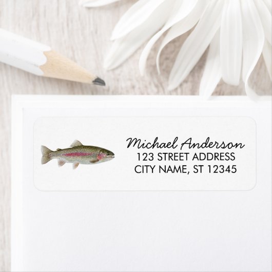 Rainbow Trout - Fly Fisherm Return Address Label   (Insitu)