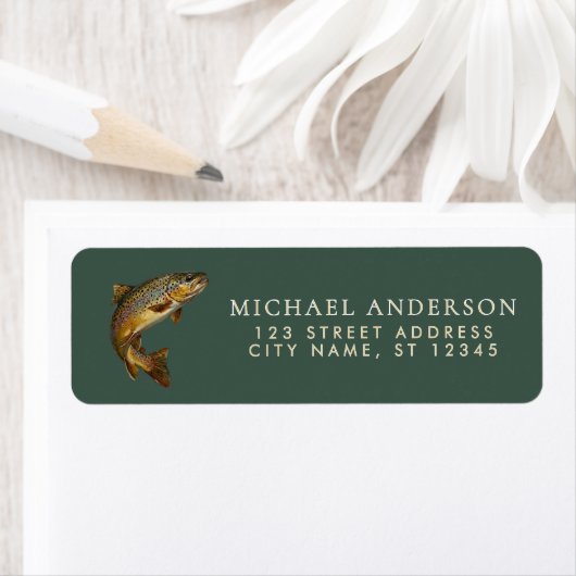 Rainbow Trout - Fly Fisherm Return Address Label   (Insitu)