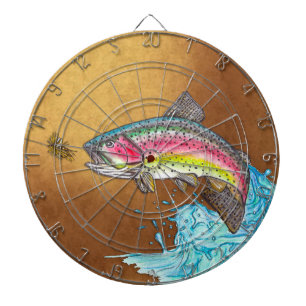 Rainbow Trout Fly Fishing Dart Board Dartbord