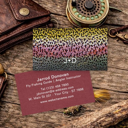 Rainbow Trout Fly Fishing Instructor Outdoor Guide Visitekaartje