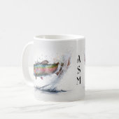 Rainbow Trout Fly Fishing Monogram Koffiemok (Voorkant links)