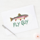 Rainbow Trout Fly FIshing Ovale Sticker (Envelop)