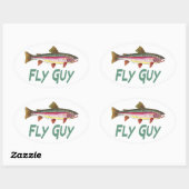 Rainbow Trout Fly FIshing Ovale Sticker (Vel)