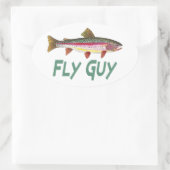 Rainbow Trout Fly FIshing Ovale Sticker (Tas)