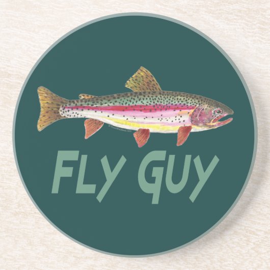 Rainbow Trout Fly FIshing Zandsteen Onderzetter (Voorkant)
