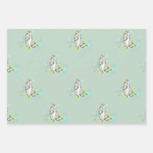 Rainbow Trout Mint Wrapping Paper Sheets (Voorkant)