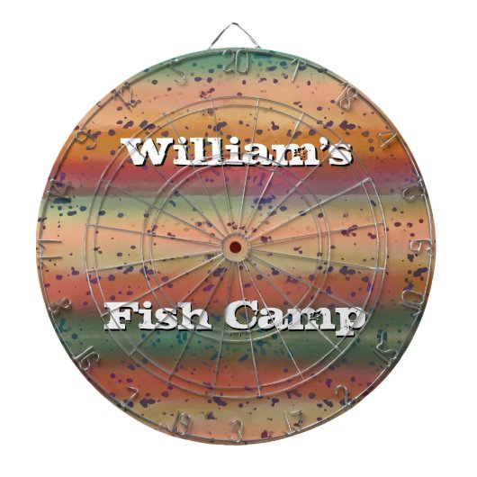 Rainbow Trout Pattern met naam Fisherman's Dartbord (Voorkant)