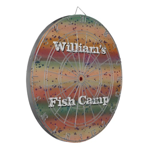 Rainbow Trout Pattern met naam Fisherman's Dartbord (Voorkant Links)