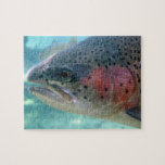 Rainbow Trout Puzzle Legpuzzel<br><div class="desc">Puzzle bevat een close-upfoto van een regenboogforel (soms zalmforel genoemd) via een kijkvenster op Bonneville Fish Hatchery in Oregon. Regenboogforel is dezelfde soort als steelkop,  het verschil is dat steelkop een zee laat lopen en na 2 tot 3 jaar in het zee weer in zoet water kan paaien.</div>
