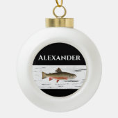 Rainbow Trout Rustic Aspen Bark Background, forel Keramische Bal Ornament (Voorkant)