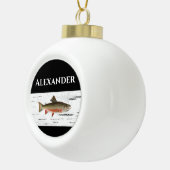 Rainbow Trout Rustic Aspen Bark Background, forel Keramische Bal Ornament (Rechts)