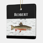 Rainbow Trout Rustic Aspen Bark Background Keramisch Ornament (Links)