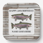 Rainbow Trout Rustic Vist buitenverjaardagen Papieren Bordje (Voorkant)
