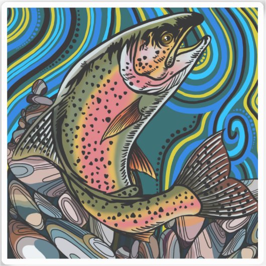 Rainbow Trout Vinyl Sticker (Voorkant)