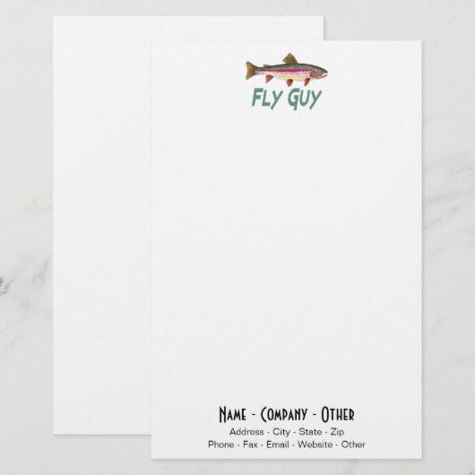 Rainbow Trout Vist vissers Angler Fly Guy Briefpapier (Voorkant / Achterkant)