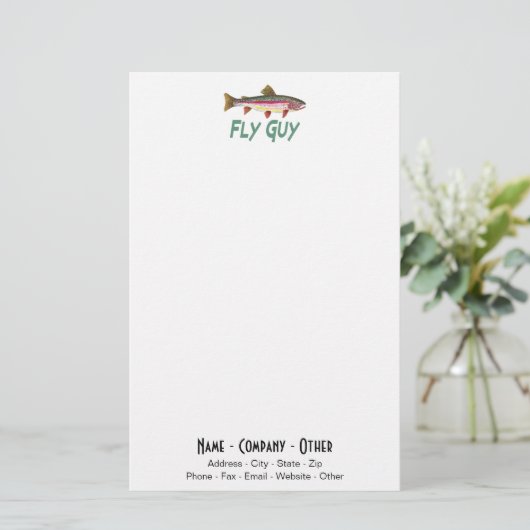 Rainbow Trout Vist vissers Angler Fly Guy Briefpapier (Staand voorkant)