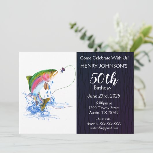 Rainbow Trout Viste de 50e verjaardag Kaart (Staand voorkant)