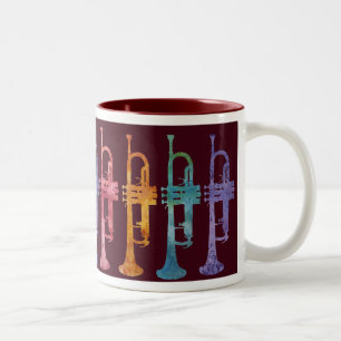 Rainbow Trumpets op Maroon Tweekleurige Koffiemok