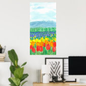 Rainbow Tulip Field Waterverf Flowers Poster (Thuiskantoor)