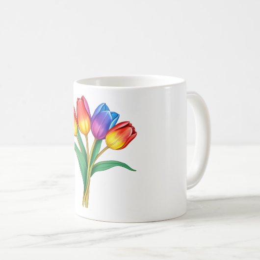 Rainbow Tulip Mok – kleurrijke bloem (Voorkant rechts)
