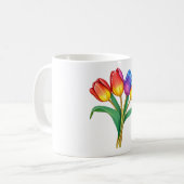 Rainbow Tulip Mok – kleurrijke bloem (Voorkant links)