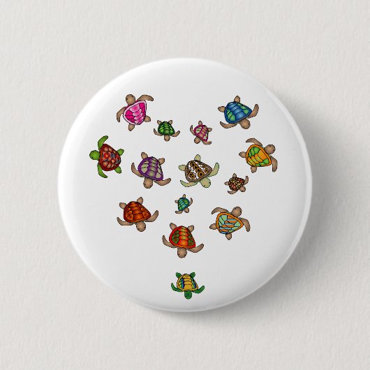 Rainbow Turtle Heart Button (Voorkant)
