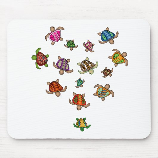 Rainbow Turtle Heart Mousepad Muismat (Voorkant)