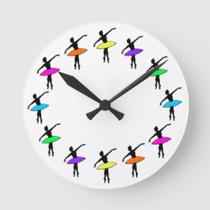 Rainbow Tutus Ballet Dancer Ballerina Dance Clock Ronde Klok