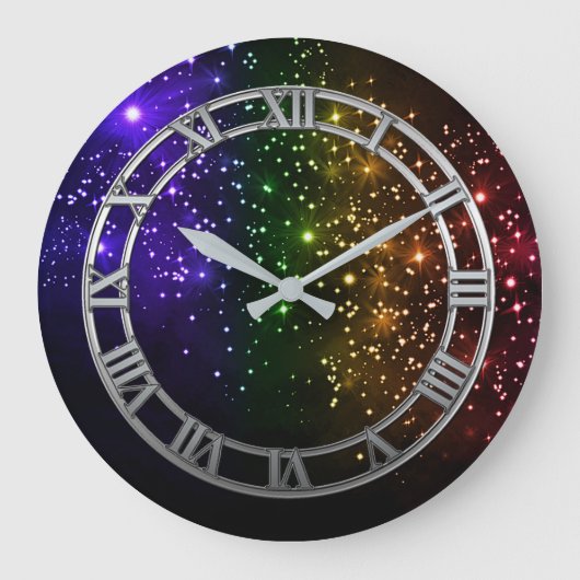 Rainbow Twilight Round Wall klok (Voorkant)